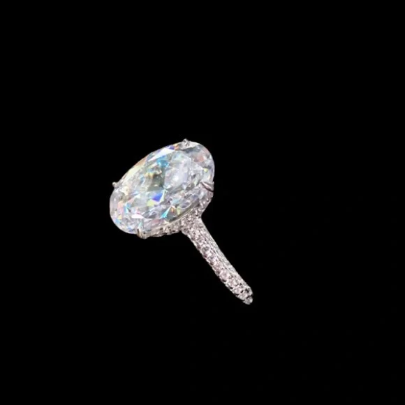 PLATINUM OVAL CUT 5 CARAT ENGAGEMENT RING - Picture 8 of 10